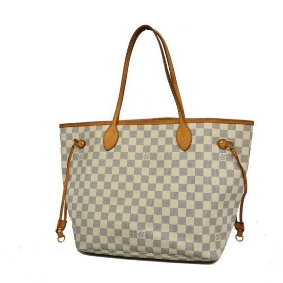 Louis Vuitton Metal Fitting Gold Neverfull Damier Azur MM Tote Bag Shoulder Bag - Picture 1 of 4